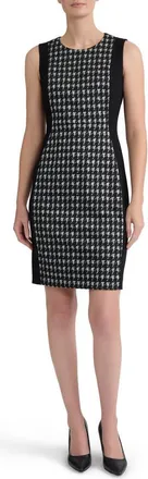 Kasper Houndstooth Sheath Dress in Black Multi at Nordstrom, Size 18