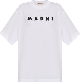 Marni Scribbled Logo Jersey Cotton T-Shirt, Brand Size 42 ( US Size 10 )