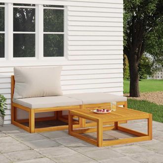 vidaXL Set De Muebles Para Jard&iacute;n 3 Piezas Con Cojines Madera Acacia Vidaxl