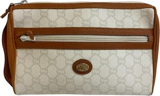 Gucci Gg Plus White Pvc Clutch Bag (Pre-Owned)