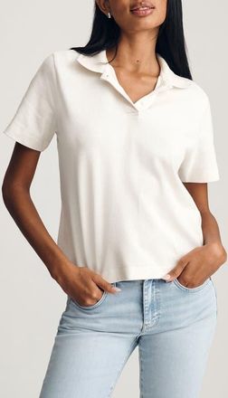 Mavi Boxy Crop Polo T-Shirt in Coconut Milk at Nordstrom, Size Medium