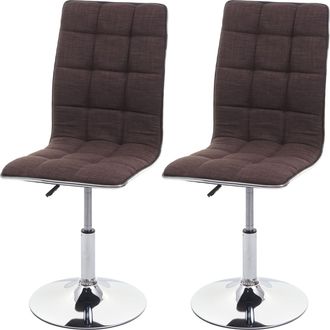 Hhg Nunca Usado] Juego De 2 Sillas De Comedor Hhg 616, Silla De Cocina, Giratoria Regulable En Altura, Tela/textil Mvg, Marr&oacute;n