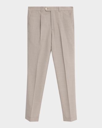 Brunello Cucinelli Mens Virgin Wool Leisure-Fit Pleated Trousers