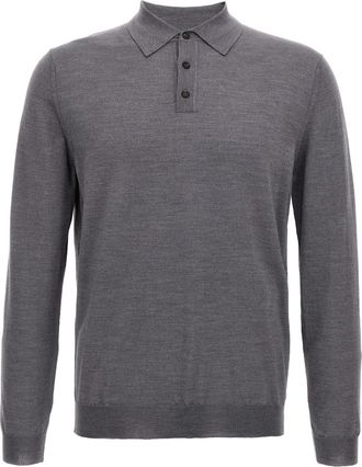 Zanone Grey Wool Polo Shirt
