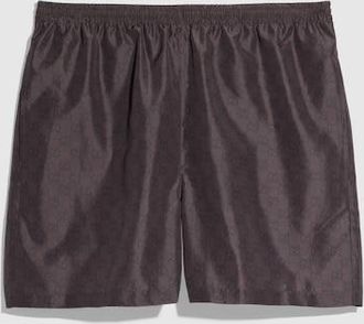 Gucci Printed Polyester Poplin Swim Shorts, Size 44 IT, Brown, Ready-to-wear