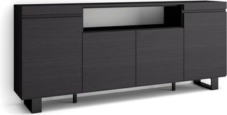 Skraut Home Credenza, Mobile, Cucina, Madia, mobile ingresso, 200x87x35cm, 4 Porte, Design industriale, Stile moderno, Nero - Skraut Home