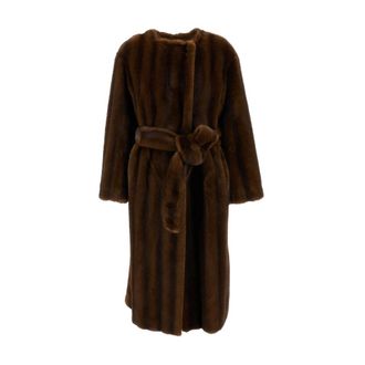 Stand Studio Abrigo Largo de Piel Sint&eacute;tica - Coats - Mujer - Marr&oacute;n - 2XS