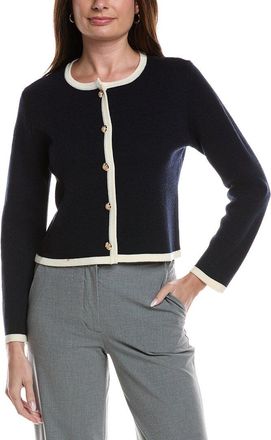 Bruno Magli Tipped Merino Wool Cropped Jacket