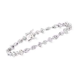 Ross-Simons Multi-Shaped CZ Bracelet in Sterling Silver