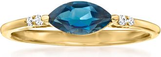 RS Pure by Ross-Simons London Blue Topaz Ring With Diamond Accents in 14kt Yellow Gold