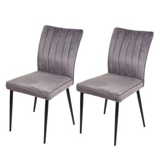 Hhg Hhg - Nunca Usado] Juego De 2 Sillas De Comedor 319, Silla De Cocina, Terciopelo Metal, Gris Oscuro