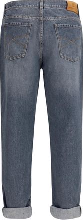 Brunello Cucinelli Mens Straight-Leg Turn-Up Jeans Medium Grey Cotton
