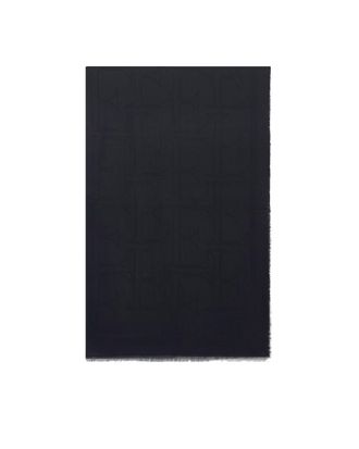 Elisabetta Franchi Rectangular Fringed Scarf with Iconic Logo Pattern