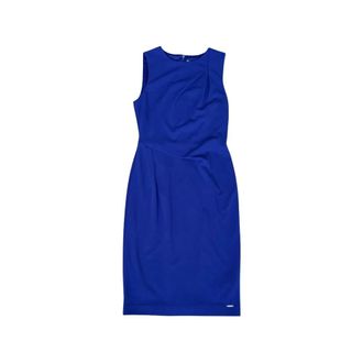 Calvin Klein Midi Dresses, female, Blue, Size: XS Sleeveless Draped Midi Dress