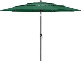 Les Tendances Mueble De Jard&iacute;n Sombrilla De 3 Niveles Con Poste De Aluminio De 3 M Verde 020008782