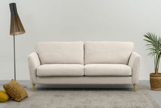HOME AFFAIRE 3-Sitzer »MARSEILLE 3er Sofa 206 cm, Cord, Flachgewebe, Struktur, Webstoff« Massivholzbeine Eiche, Landhausstil, Wellenunterfederung