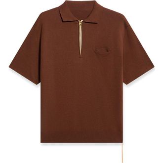Fortela Laight 3/4 Zip Short Sleeve Polo in Brown at Nordstrom, Size Xx-Large Eu