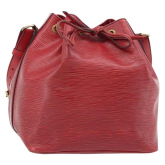 Louis Vuitton Petit Noe Monogram Canvas Red Leather Handbag (Pre-Owned)