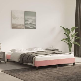 vidaXL Estructura De Cama Sin Colch&oacute;n Terciopelo Rosa 140x190 Cm Vidaxl