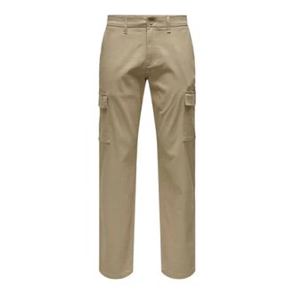 Only & Sons Cargo Loose Broek - Heren - Straight fit broeken - Beige - W31 L32 - Katoen - Broeken