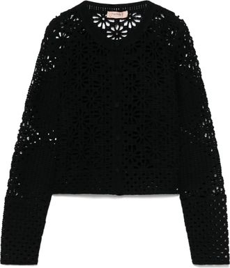 Twin-Set Cardigan in maglia traforata - Nero