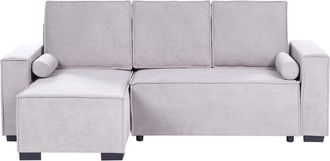 Beliani Sof&aacute; Cama Moderno 3 Plazas Con Chaise Longue Derecho Reposabrazos Espacio De Almacenaje Reversible Gris Edane