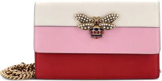 Gucci Queen Margaret kleine leren crossbodytas met kettinghengsel - Beige