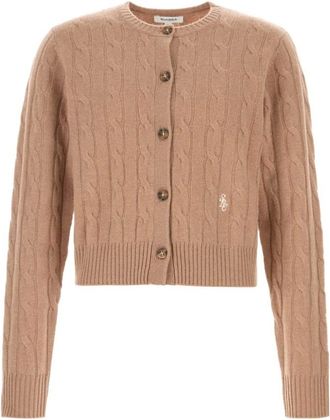 Sporty & Rich SRC Cashmere Cardigan - Heren - Cashmere truien - Bruin - S - Wol - Truien & Vesten