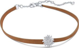 Kenneth Jay Lane Pav&eacute; Cubic Zirconia Sunflower Choker Necklace in Brown/Silver at Nordstrom Rack