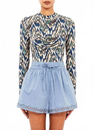 Ulla Johnson Neri Long Sleeve Ruched Top In Riverslate