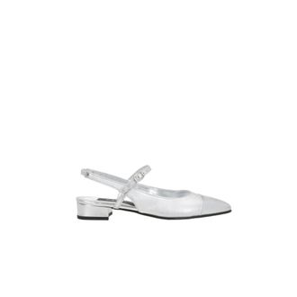 Carel Schoenen, Dames, Grijs, 38 1/2 EU, Leer, Zilveren Slingback Mary-Jane met Hak
