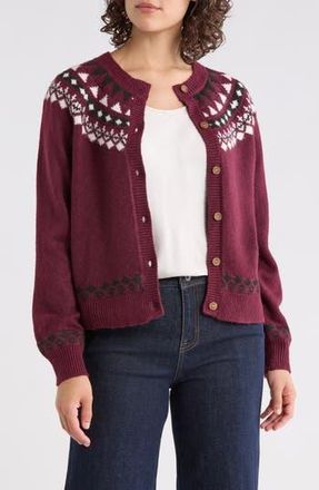 Sanctuary Fair Isle Cardigan in Pinot Red at Nordstrom Rack, Size X-Small