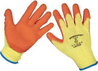 Loops 120 PAIRS Knitted Work Gloves with Latex Palm - Large - Improved Grip Breathable