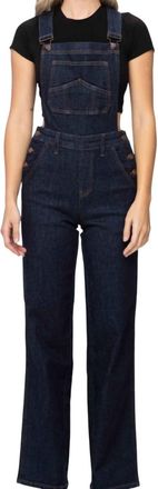 Judy Blue High Waist Classic Overall Wide Leg Jeans In Dark Blue