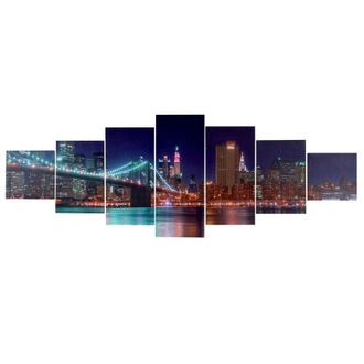 Hhg Hhg - Nunca Usado] Cuadro Lienzo T375 Xl, Cuadro De Pared Bastidor De Impresi&oacute;n De Arte, 7 Piezas 245x87cm, Nueva York