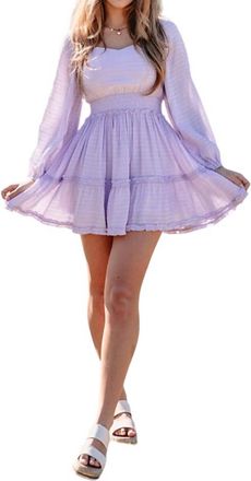 Peach Love California Thalia Smocked Waist Dress In Lavender