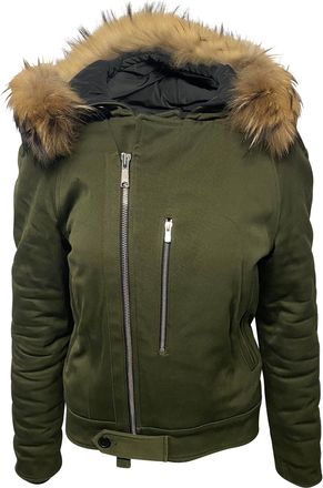 Sandro Sandro Paris parka met capuchon en bontkraag in groene katoenen uitvoering