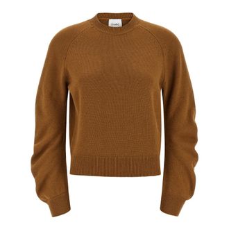 Nude Nude, Truien & Vesten, Dames, Bruin, L, Wol, Trui met Gebogen Mouwen