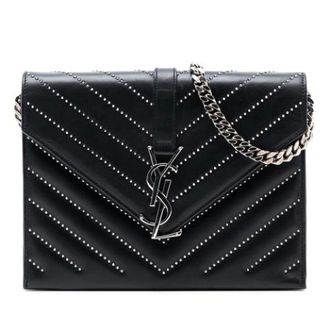 Saint Laurent Pre-owned Studded Leather Crossbody Bag - Dames - Pre-owned - Zwart - Maat: ONE Size Leer