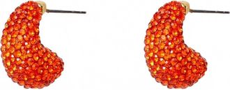 Lele Sadoughi Womens Mini Hoop Earrings In Scarlet Pave Dome