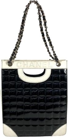 Chanel Chocolate Bar Black White Leather Shoulder Bag Tote Bag (Pre-Owned)