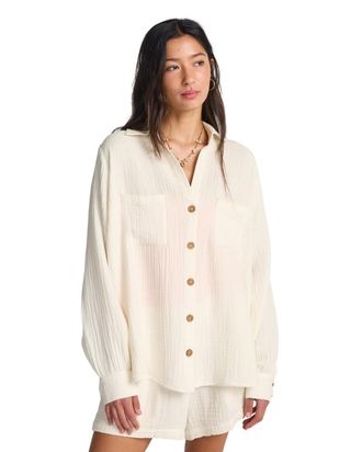 Billabong Langarmshirt BILLABONG Swell Blouse, Damen, Gr. XL, wei&szlig;, Obermaterial: 100% Walkfrottier;, Shirts Langarmshirt