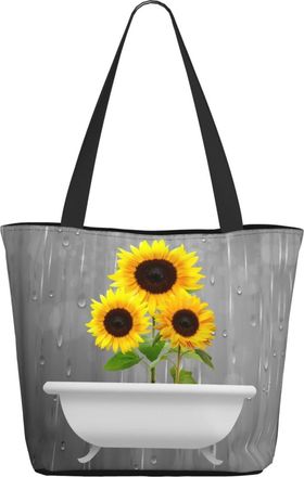 AOOEDM Sunflowers In White Bathtub Ladies Shopping Bag 13x11x7in.The Perfect ValentineS Day Gift.It Is The Best ValentineS Day Gift For Mom, Daughter, Wife,E