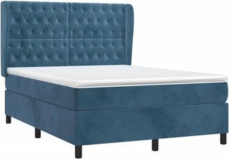 vidaXL Cama Box Spring Con Colch&oacute;n Terciopelo Azul Oscuro 140x190 Cm Vidaxl
