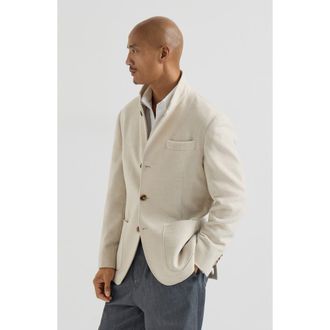 Brunello Cucinelli Lightweight water-resistant cashmere outerwear blazer in Sand at Nordstrom, Size Xxx-Large
