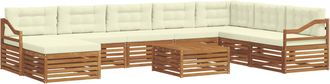 vidaXL Conjunto De Sof&aacute;s De Exterior 9 Uds. Natural Y Crema Vidaxl