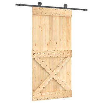 vidaXL Puerta Corredera 100 X 210 Cm Natural Y Negro Vidaxl