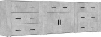 vidaXL Vidaxl - Aparadores 3 Piezas Madera Contrachapada Gris Hormig&oacute;n