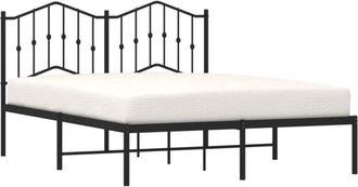 vidaXL Metal Bed Frame without Mattress with Headboard Black 140x190cm vidaXL