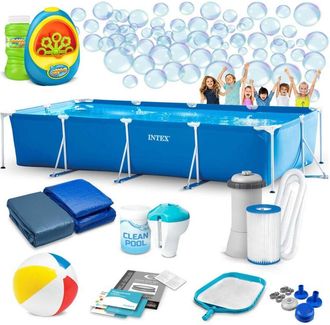 OEM Piscina De Jard&iacute;n Con Estructura 450 X 220 X 84 Cm 15 En 1 Intex 28273 + M&aacute;quina De Burbujas Gratis